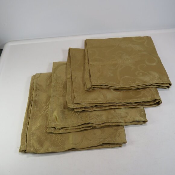 Vintage Gold Jacquard Fabric(4) Dinner Napkins 16.5x16.5" - Picture 6 of 8